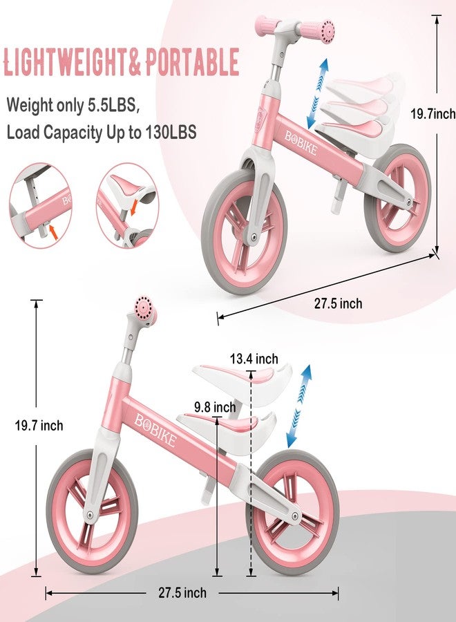 Bobike Toddler Balance Bike Toys for 1 to 3 Year Old Girls Boys Adjustable Seat and Handlebar No-Pedal Training Bike Best Gifts for Kids (Pink) - Image 4
